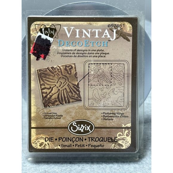 Sizzix Vintaj DecoEtch Die Fluttering Wings Design for Embossing Jewelry & Craft - Picture 1 of 4